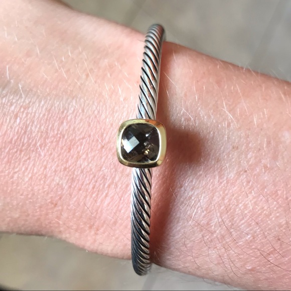 David Yurman 18K Gold Smoky Quartz Cable Bracelet - Picture 4 of 8